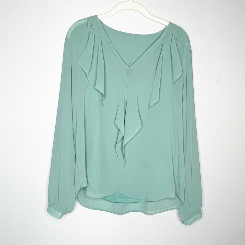 New With Tags Ann Taylor Aqua/ Mint Ruffled Blouse Size Small